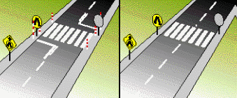 Pedestrians - These markings on the road indicate