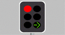 Driver Knowledge Test Australia - Car Traffic Lights Lanes - You are facing traffic lights (as shown). What do they mean?